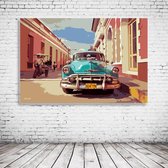 Cuba Street View Pop Art Canvas - 100 x 65 cm - Canvasprint - Op dennenhouten kader - Geprint Schilderij - Popart Wanddecoratie