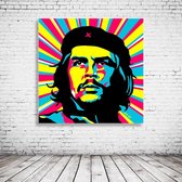 Pop Art Che Guevara Canvas - 90 x 90 cm - Canvasprint - Op dennenhouten kader - Geprint Schilderij - Popart Wanddecoratie