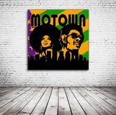Motown Pop Art Canvas - 80 x 80 cm - Canvasprint - Op dennenhouten kader - Geprint Schilderij - Popart Wanddecoratie