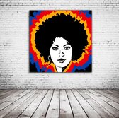 Pop Art Pam Grier Canvas - 80 x 80 cm - Canvasprint - Op dennenhouten kader - Geprint Schilderij - Popart Wanddecoratie