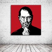Steve Jobs Pop Art Acrylglas - 100 x 100 cm op Acrylaat glas + Inox Spacers / RVS afstandhouders - Popart Wanddecoratie
