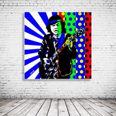 Pop Art Angus Young XL Poster XL in brede lijst - 120 x 80 cm en 4 cm dik - Fotopapier Mat 180 gr Framed - Popart Wanddecoratie inclusief lijst 4cm breed
