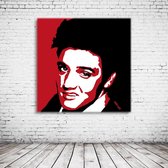 Pop Art Elvis Presley Canvas - 90 x 90 cm - Canvasprint - Op dennenhouten kader - Geprint Schilderij - Popart Wanddecoratie