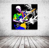 David Gilmour Pop Art Canvas - 80 x 80 cm - Canvasprint - Op dennenhouten kader - Geprint Schilderij - Popart Wanddecoratie