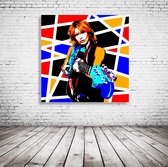Chrissie Hynde Pop Art Canvas - 90 x 90 cm - Canvasprint - Op dennenhouten kader - Geprint Schilderij - Popart Wanddecoratie