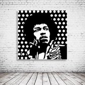 Pop Art Jimi Hendrix Acrylglas - 80 x 80 cm op Acrylaat glas + Inox Spacers / RVS afstandhouders - Popart Wanddecoratie