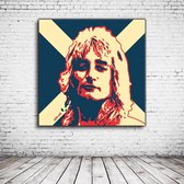 Pop Art Rod Stewart Acrylglas - 100 x 100 cm op Acrylaat glas + Inox Spacers / RVS afstandhouders - Popart Wanddecoratie