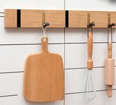 Cozy Home – Keukenrek – Keukengerei houder – Keukenrek hangend – Bamboe hout – Opklapbare haken – 60 cm