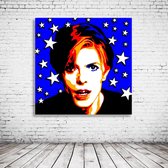 David Bowie Starman Pop Art Canvas - 80 x 80 cm - Canvasprint - Op dennenhouten kader - Geprint Schilderij - Popart Wanddecoratie