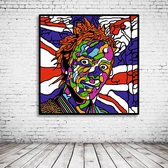 Johnny Rotten Pop Art Poster in lijst - 90 x 90 cm en 2 cm dik - Fotopapier Mat 180 gr Framed - Popart Wanddecoratie inclusief lijst