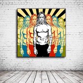 Pop Art Iggy Pop Acrylglas - 100 x 100 cm op Acrylaat glas + Inox Spacers / RVS afstandhouders - Popart Wanddecoratie Acrylglas - 100 x 100 cm op 5mm dik Acrylaat glas + Inox Space