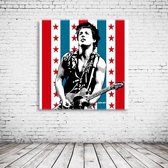 Bruce Springsteen Wall art Canvas - 90 x 90 cm - Canvasprint - Op dennenhouten kader - Geprint Schilderij - Popart Wanddecoratie