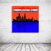 Amsterdam Skyline Pop Art Canvas - 80 x 80 cm - Canvasprint - Op dennenhouten kader - Geprint Schilderij - Popart Wanddecoratie