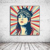 Pop Art Patti Smith Acrylglas - 80 x 80 cm op Acrylaat glas + Inox Spacers / RVS afstandhouders - Popart Wanddecoratie