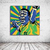 Pop Art Pelé Canvas - 90 x 90 cm - Canvasprint - Op dennenhouten kader - Geprint Schilderij - Popart Wanddecoratie