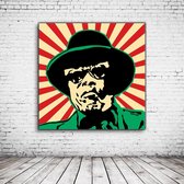 Pop Art John Lee Hooker Canvas - 80 x 80 cm - Canvasprint - Op dennenhouten kader - Geprint Schilderij - Popart Wanddecoratie