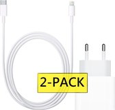 2x Premium USB-C Oplader 1 Meter met Lightning Kabel voor Apple iPhone 12 / iPhone 12 Pro / iPhone 12 Pro Max  | Lader / Oplaadstekker / Adapter met Power Charging 20W - Snellaadfunctie