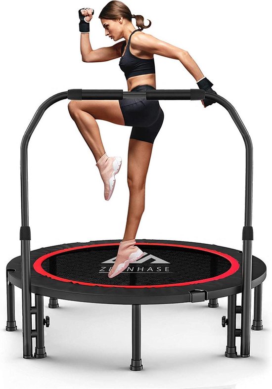 Gymkiller® Fitness Trampoline met stang - opvouwbare trampoline - indoor -  tot 150kg -... | bol.com
