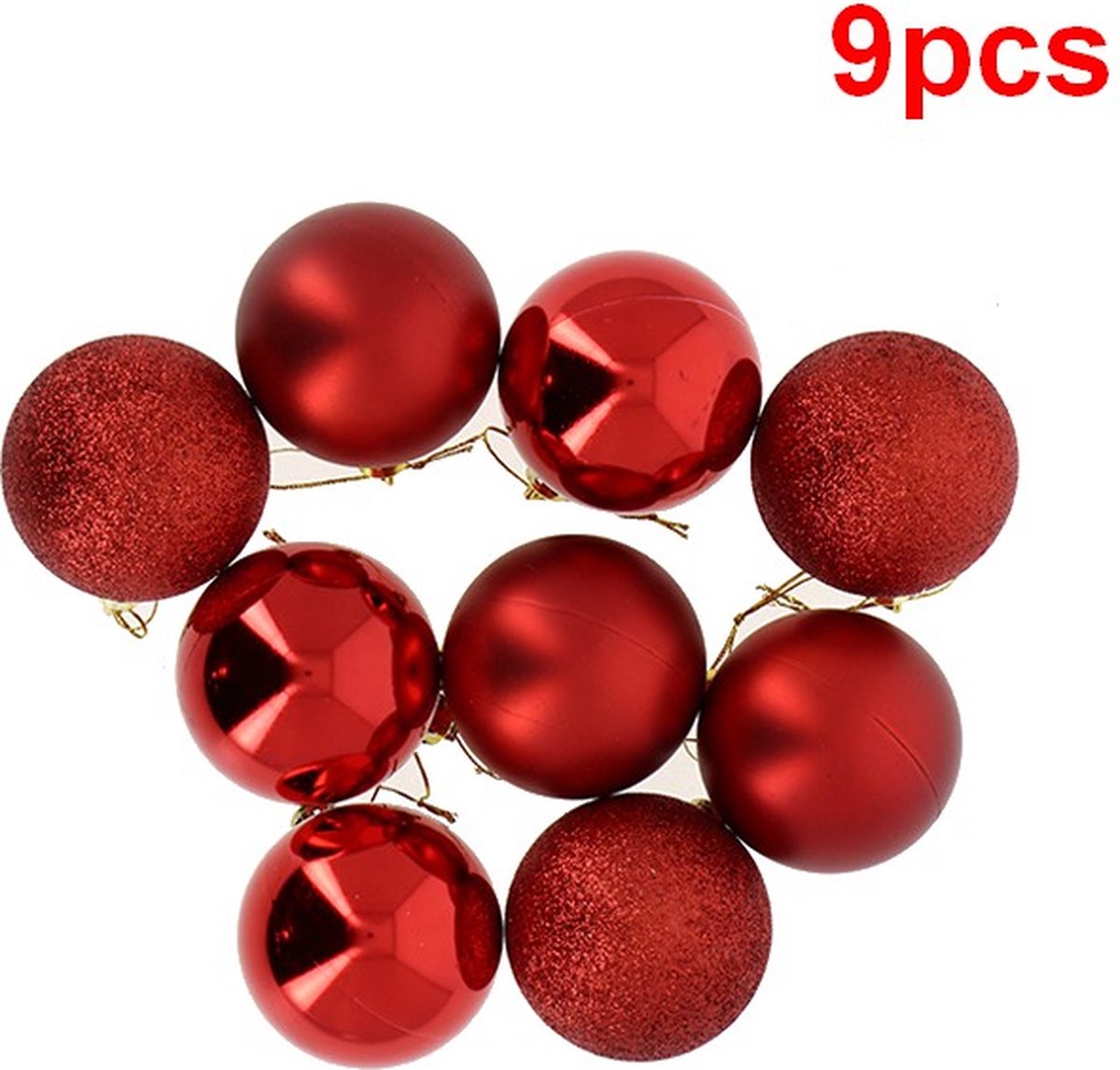 Kerstballen 9 st ROOD Ø6cm - Plastic - Rood - Rouge - SILUMEN