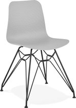 Alterego Design stoel 'GAUDY' grijs industriële stijl met zwart metalen voet