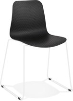 Alterego EXPO' moderne zwarte stoel met witmetalen poten