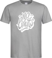 Grijs T-shirt met  " No Limits " print Wit size XXL