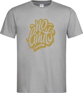 Grijs T-shirt met  " No Limits " print Goud size S