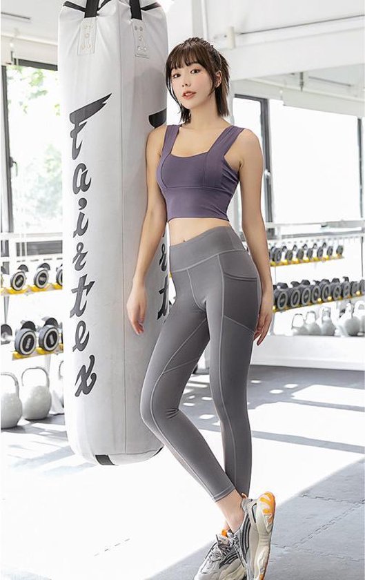 TDR - Fitness broek - Sportlegging - Yoga Broek - Yogalegging - Dames - Grijs- L — afbeelding 3