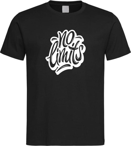 Zwart T-shirt met  " No Limits " print Wit size XL