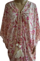 Kaftan Kimono jurk bohemian bloemen Viscose Maxi jurk Roze