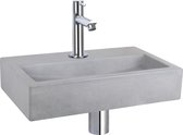 Ensemble lave-mains Differnz Flat - Béton gris clair - Robinet droit chrome - 38 x 24 x 8 cm