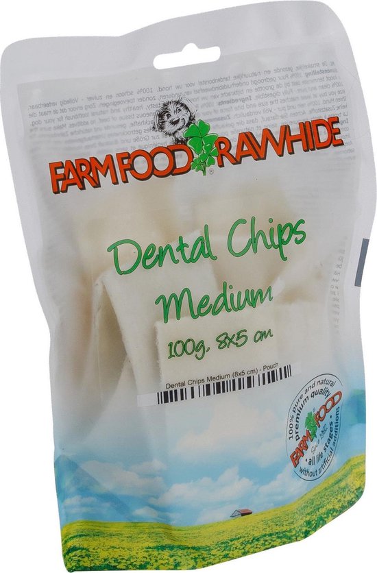 Farm Food Rawhide Dental Chips Hondensnacks Rund 4 x 8 cm 100 g Wit