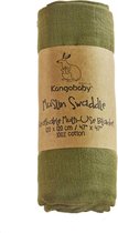 Swaddle Doek van Katoen 120x120 | Hydrofiele Inbakerdoek | Zachte Deken - Mosgroen