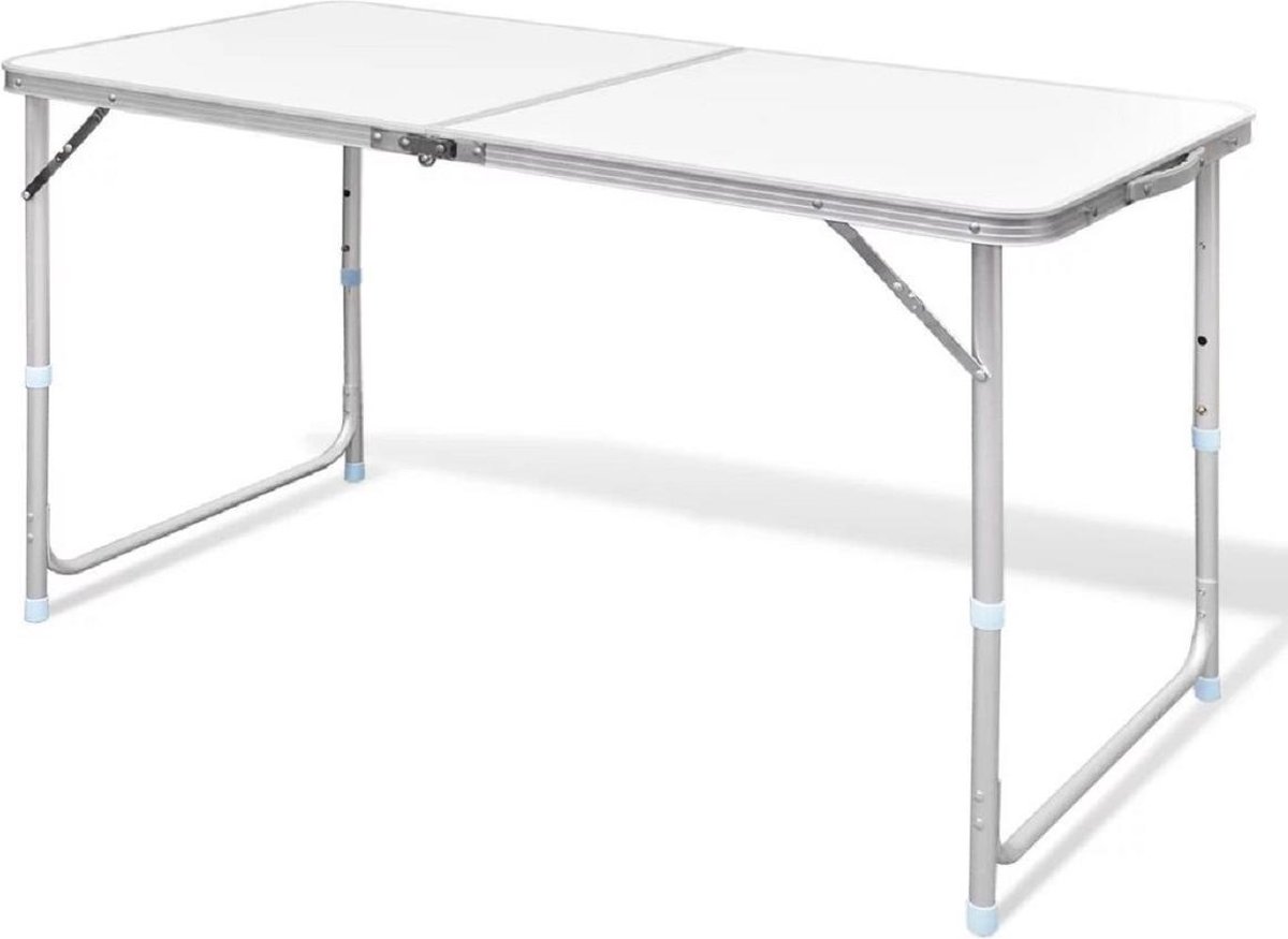 Camping tafel 120x60cm aluminium, kleur wit, kamperen
