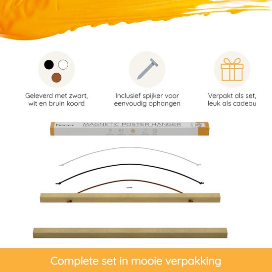 Porte-affiche (42 cm) en bois avec fermeture magnétique | A2 | système de suspension d'affiche - cadre d'affiche - cadre d'affiche - clip d'affiche - support d'affiche