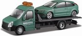 Ford Focus ST + Flatbed Transporter (Groen) (16 cm) 1/43 Bburago - Modelauto - Schaalmodel - Model auto - Miniatuurauto - Miniatuurautos