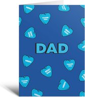 Verjaardagskaart - Dad Hartjes - Vader - Papa - Liefde - Donkerblauw - Vaderdag - Cadeau voor hem