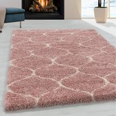 Flycarpets Azure Vloerkleed Roze - Berber Motief - Hoogpolig - 160x230 cm