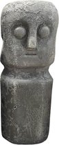 Sumba Beeldje XXL - Zwart - Antraciet Grijs - Keramiek - 10x10x23cm - Boho Chic - Pop Steen