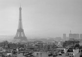 Dibond - Stad - Parijs in wit / grijs / zwart - 50 x 75 cm.