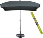 Parasol rechthoek met voet en hoes! Madison Patmos grijs 210 x 140 cm