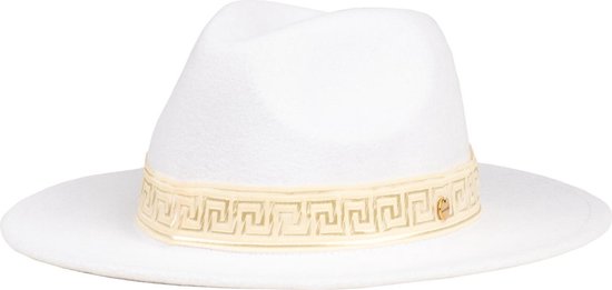 Cream band fedora hat white | bol.com