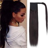 Ponytail human hair paardenstaart clip in extensions zwart