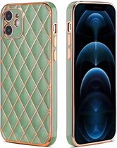 iPhone 7 Luxe Geruit Back Cover Hoesje - Silliconen - Ruitpatroon - Back Cover - Apple iPhone 7 - Lichtgroen
