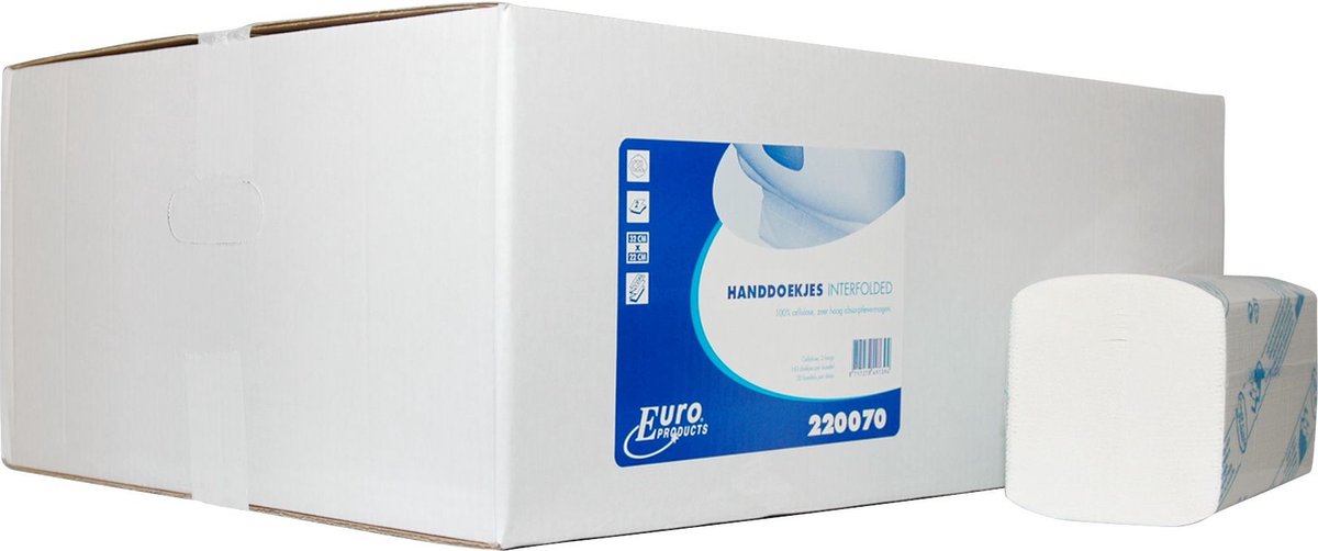 Euro Products Handdoekpapier Interfold 2-laags Wit 20 Stuks