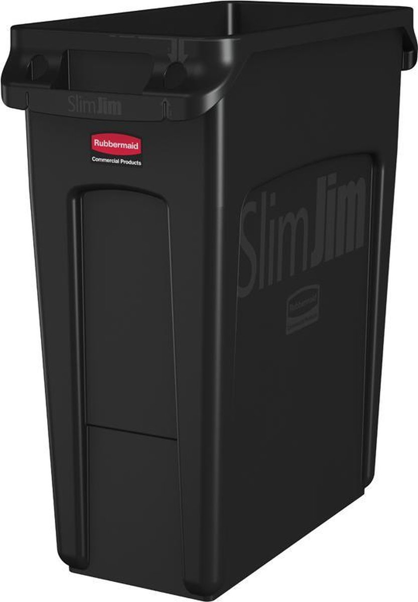 Rubbermaid Slim Jim Afvalbak met Ventilatiekanalen Zwart 60L - CP652