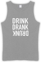Grijs Tanktop met “ Drink. Drank, Drunk “ print Wit  Size S