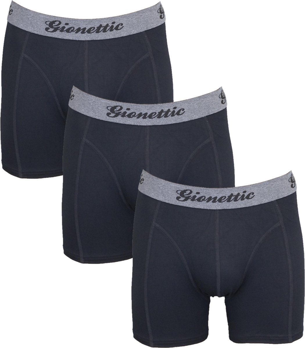 Gionettic 3-Pack Heren boxershorts Bamboe Zwart Maat L