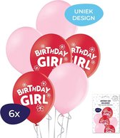 Birthday Girl Ballonnen – Bedrukte Ballonnen - Happy Birthday Ballonnen - Helium Ballonnen - Verjaardagsballonnen - Verjaardag Versiering Meisje - Roze Ballonnen - Rode Ballonnen -