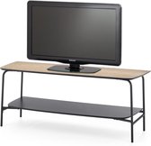 Tv-tafel – Tv-meubel – Mediameubel – 2 Verdiepingen – Industrieel Design – Staal – Zwart – Naturel – 120x40x50cm